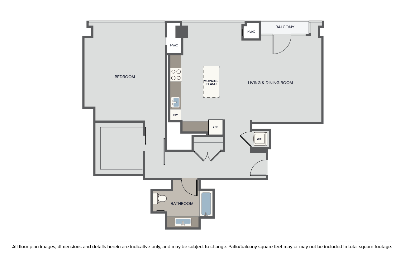 Floor plan for 1 bed, 1 bath, 1366 sqft